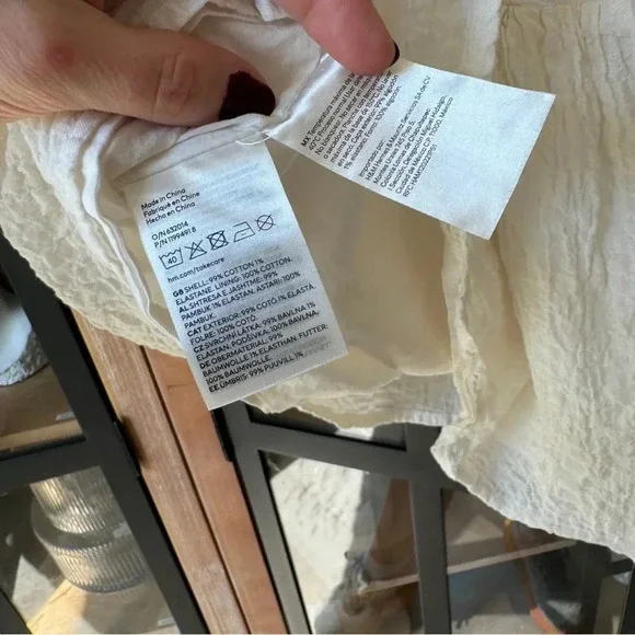 H&M kids dress textured peter pan collar toddler girl ruffle bows ivory formal - Picture 4 of 7